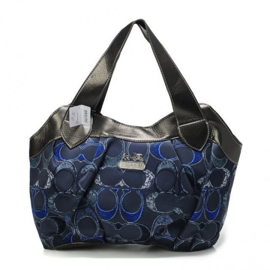 Coach Legacy Logo In Signature Medium Navy Hobo BPM - Click Image to Close